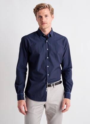 Chemise manches longues coupe cintrée bleu XACUS homme