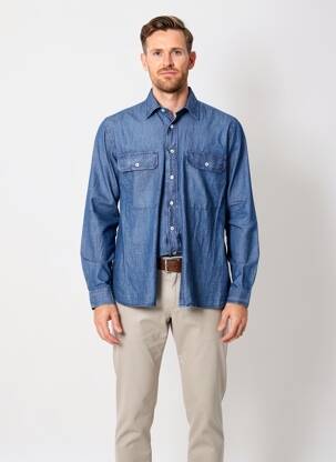 Chemise manches longues coupe cintrée bleu XACUS homme