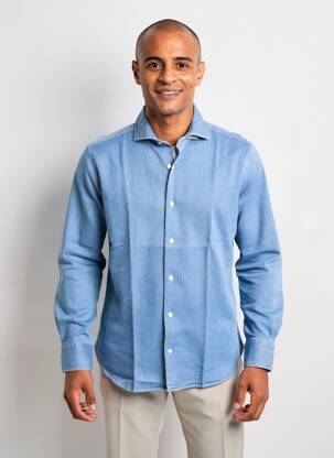 Chemise manches longues coupe droite bleu TRAMAROSSA homme