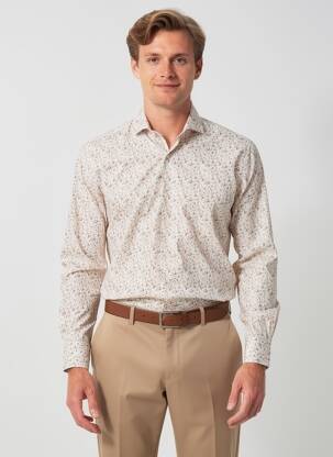 Chemise manches longues imprimé fantaisie beige BOB homme
