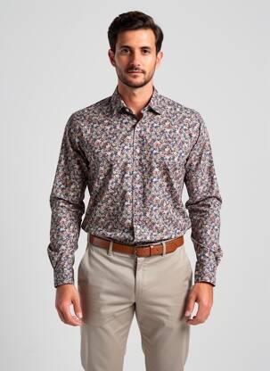 Chemise manches longues imprimé fleurs bleu BOB homme