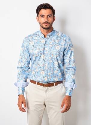 Chemise manches longues imprimé fleurs bleu BOB homme