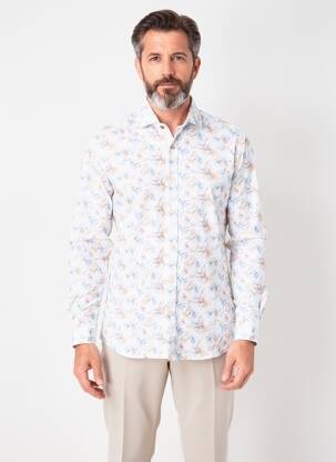Chemise manches longues imprimé fleurs bleu BOB homme