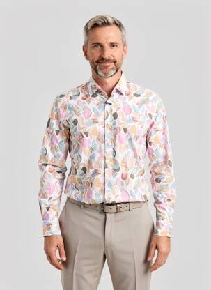 Chemise manches longues imprimé fantaisie rose BOB homme