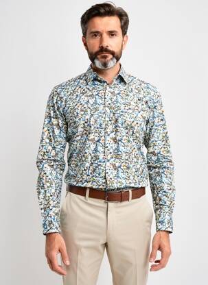 Chemise manches longues imprimé fantaisie bleu BOB homme