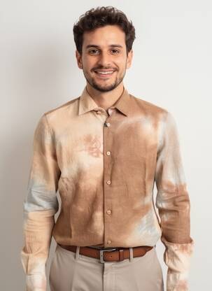 Chemise manches longues coupe cintrée marron BOB homme
