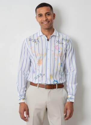 Chemise manches longues coupe cintrée bleu BOB homme