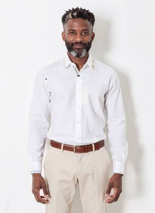 Chemise manches longues coupe cintrée blanc BOB homme