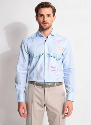 Chemise manches longues imprimé fantaisie bleu BOB homme