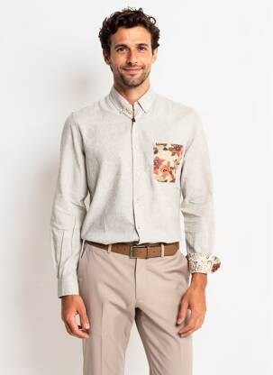 Chemise manches longues coupe cintrée vert BOB homme