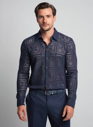 Chemise manches longues coupe cintrée bleu BOB homme