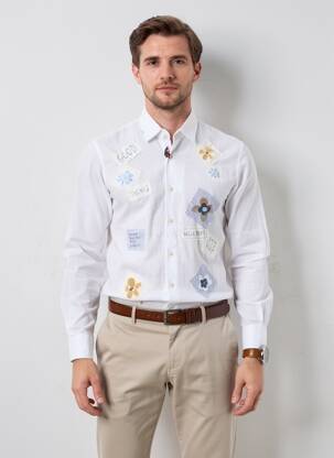 Chemise manches longues coupe cintrée blanc BOB homme