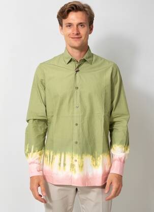 Chemise manches longues coupe cintrée vert BOB homme