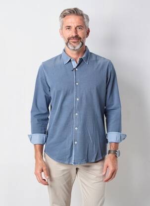Chemise manches longues coupe cintrée bleu BOB homme