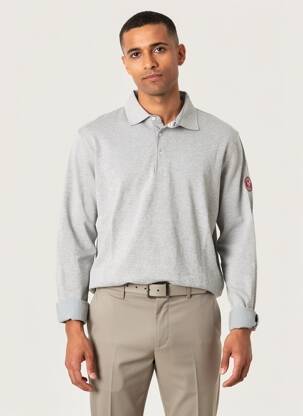 Polo tissage chiné manches longues gris TRAMAROSSA homme