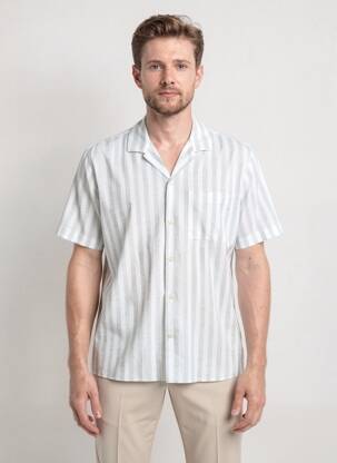 Chemise manches courtes col tailleur vert XACUS homme