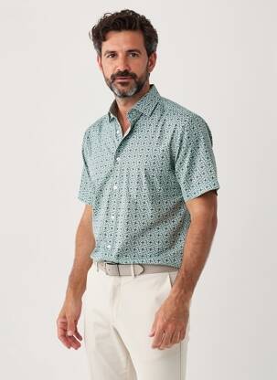 Chemise manches courtes imprimé fantaisie vert XACUS homme