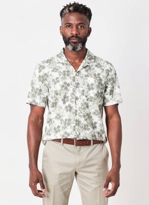Chemise manches courtes col tailleur vert XACUS homme