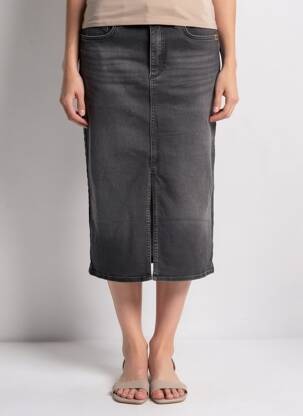 Jupe mi-longue taille haute noir CAMEL ACTIVE femme