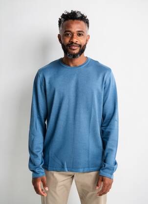 Pull stretch manches longues bleu WOOL & CO homme