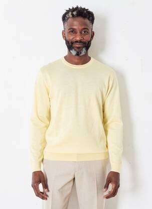 Pull stretch manches longues jaune WOOL & CO homme