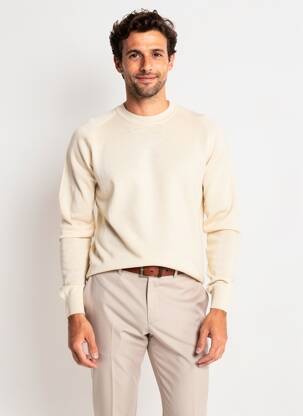 Pull stretch manches longues beige WOOL & CO homme