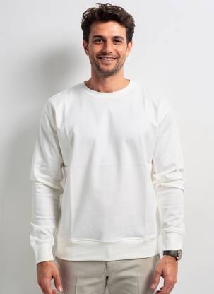 Sweat-shirt stretch manches longues beige WOOL & CO homme