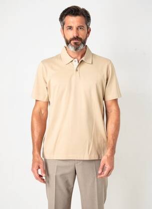 Polo tissage jersey manches courtes beige WOOL & CO homme