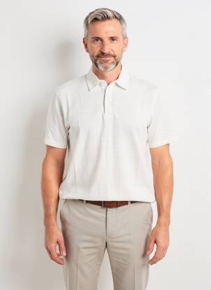 Polo tissage jersey manches courtes gris WOOL & CO homme