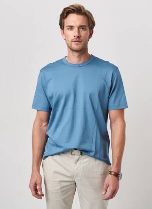 T-shirt coupe cintrée manches courtes bleu WOOL & CO homme