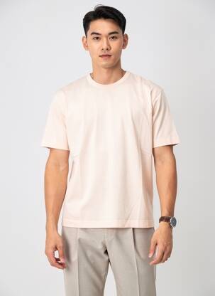 T-shirt coupe cintrée manches courtes rose WOOL & CO homme