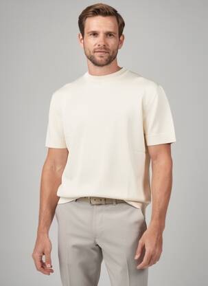 Pull stretch manches courtes beige WOOL & CO homme