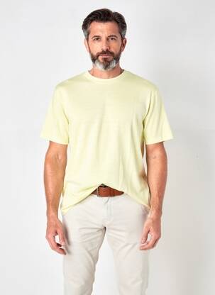 T-shirt tissage chiné manches courtes vert WOOL & CO homme
