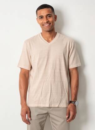 T-shirt coupe cintrée manches courtes beige WOOL & CO homme