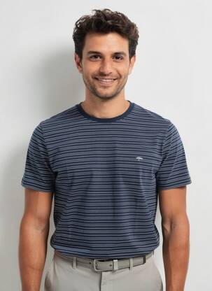 T-shirt broderie manches courtes bleu FYNCH-HATTON homme