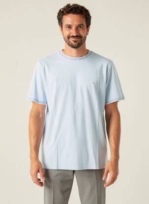 T-shirt broderie manches courtes bleu FYNCH-HATTON homme