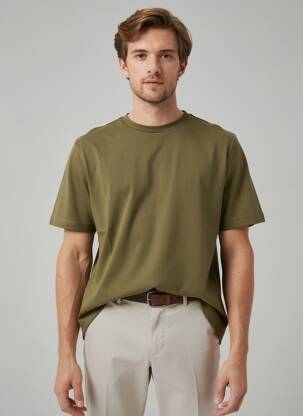 T-shirt broderie manches courtes vert FYNCH-HATTON homme