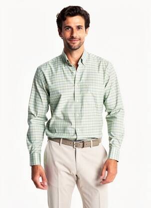 Chemise manches longues imprimé carreaux vert FYNCH-HATTON homme
