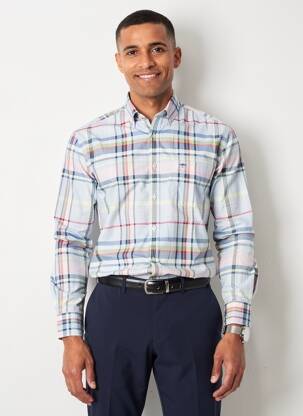 Chemise manches longues imprimé écossais bleu FYNCH-HATTON homme
