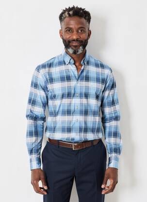 Chemise manches longues imprimé carreaux bleu FYNCH-HATTON homme