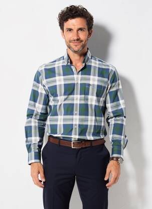 Chemise manches longues imprimé écossais bleu FYNCH-HATTON homme