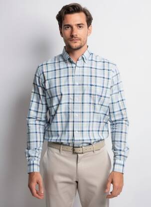 Chemise manches longues imprimé écossais vert FYNCH-HATTON homme