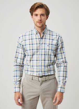 Chemise manches longues imprimé écossais jaune FYNCH-HATTON homme