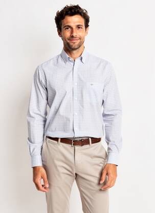 Chemise manches longues imprimé carreaux bleu FYNCH-HATTON homme