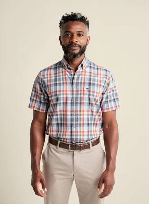 Chemise manches courtes poches bleu FYNCH-HATTON homme