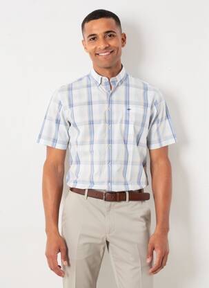 Chemise manches courtes poches bleu FYNCH-HATTON homme
