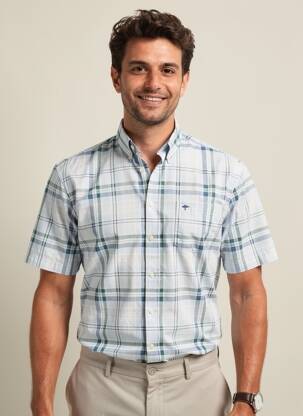 Chemise manches courtes poches bleu FYNCH-HATTON homme