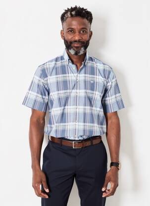 Chemise manches courtes poches bleu FYNCH-HATTON homme