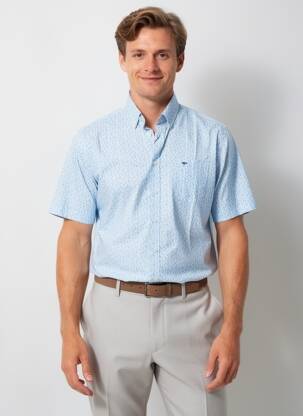 Chemise manches courtes poches bleu FYNCH-HATTON homme