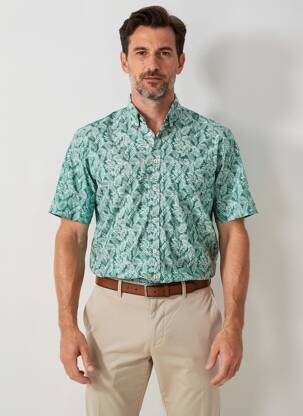 Chemise manches courtes imprimé tie and dye vert FYNCH-HATTON homme